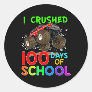 Verpletterd 100 dagen van school monster truck Kin Ronde Sticker