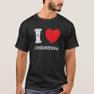 Verpletterde grunge versleten stijl I Love Christi T-shirt
