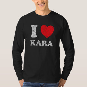 Verpletterde grunge versleten stijl I Love Kara T-shirt