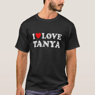 Verpletterde grunge versleten stijl ik hou van Tan T-shirt