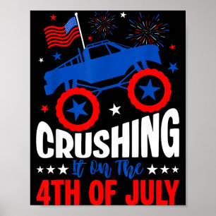 Verpletterend op de 4 juli monstertruck usa vlag poster