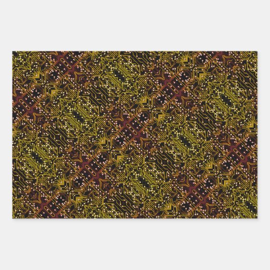 Verpletterend Proces Quirky Abstracte Elektronisch Inpakpapier Vel (Voorkant 3)