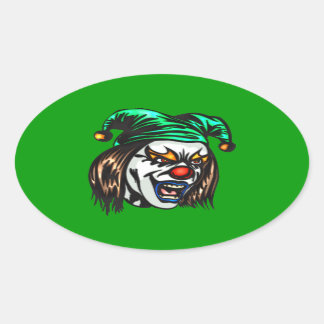 Verraderlijke kwade clown ovale sticker