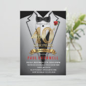 Verras 40e verjaardag Tuxedo Uitnodiging (Staand voorkant)