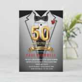 Verras 50e verjaardag Tuxedo-uitnodiging Kaart (Staand voorkant)