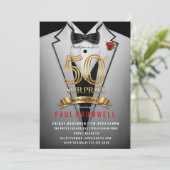 Verras 50e verjaardag Tuxedo-uitnodiging Kaart (Staand voorkant)