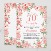 Verras 70e verjaardag Roze Boho botanische flora Kaart (Voorkant / Achterkant)