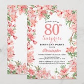 Verras 80e verjaardag Roze Boho botanische flora Kaart (Voorkant / Achterkant)