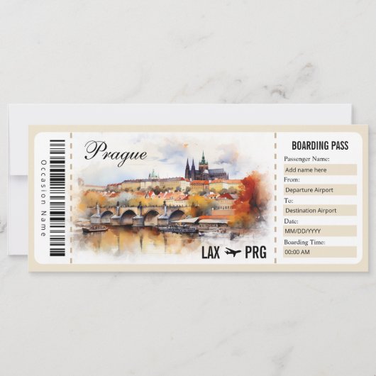 Verras Praag Boarding Pass Cadeaubon Kaart (Voorkant)