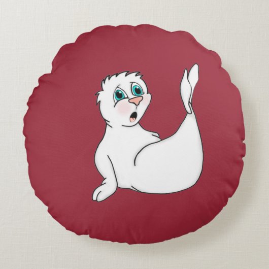 Verrassd Sierkussen van de zeehondenronde Rond Kussen (Voorkant)