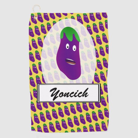 Verrassde Eggplant door Kenneth Yoncich Golfhanddoek (Voorkant)