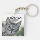 Verrassde kat met bril Sleutelhanger (Achterkant)