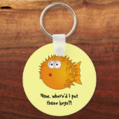 Verrassde Puffer Fish - grappige verhalen Sleutelhanger (Voorkant)