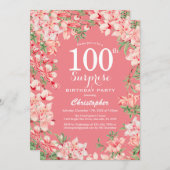 Verrassend 100e verjaardag Roze Boho botanische Fl Kaart (Voorkant / Achterkant)