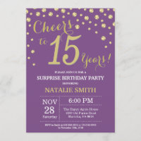 Verrassend 15e verjaardag Paars en Gold Diamond