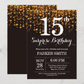 Verrassend 15e verjaardag Uitnodiging Gold Glitter (Voorkant / Achterkant)