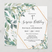 Verrassend 1e verjaardag Eucalyptus Greenery & Gol Kaart (Voorkant / Achterkant)