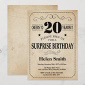 Verrassend 20e verjaardag Rustic Retro Kaart (Voorkant / Achterkant)