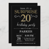 Verrassend 20e verjaardag Uitnodiging zwart en gou