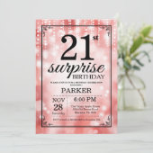 Verrassend 21e verjaardag Uitnodiging rood glitter (Staand voorkant)