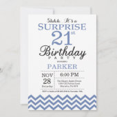 Verrassend 21ste Birthday Blue Chevron Kaart (Voorkant)