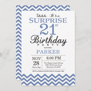 Verrassend 21ste Birthday Blue Chevron Kaart