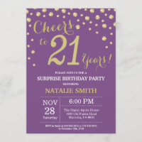 Verrassend 21ste verjaardag Paars en gouddiamant