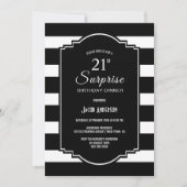 Verrassend 21ste verjaardag zwart-wit gestreept di kaart (Voorkant)