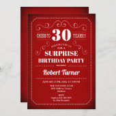 Verrassend 30e verjaardag Uitnodiging - Rood Wit (Voorkant / Achterkant)