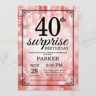 Verrassend 40e verjaardag Uitnodiging rood glitter