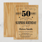Verrassend 50e verjaardag Rustic Wood Kaart (Voorkant / Achterkant)