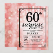 Verrassend 60e verjaardag Uitnodiging Roze Glitter (Voorkant / Achterkant)