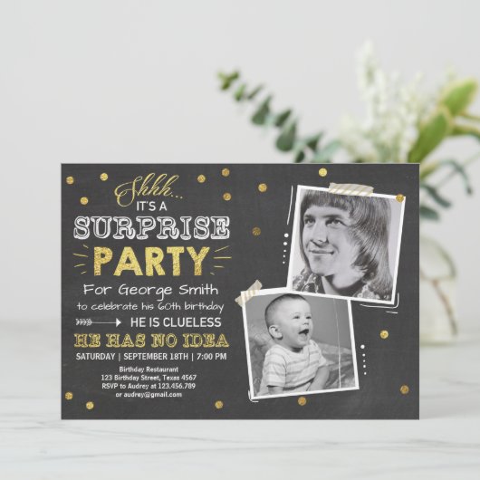 Verrassend 60e verjaardagsuitnodiging Chalkboard M Kaart (Staand voorkant)