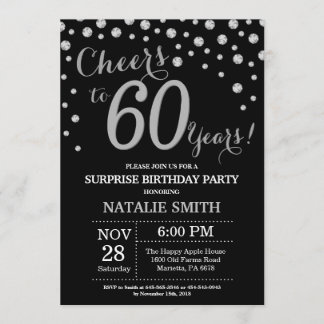 Verrassend 60th Birthday Black en Silver Diamond Kaart