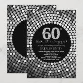 Verrassend 60th Birthday Black en Silver Glitter Kaart (Voorkant / Achterkant)