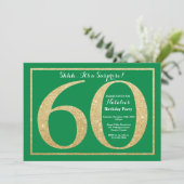 Verrassend 60th Birthday Green en Gold Glitter Kaart (Staand voorkant)