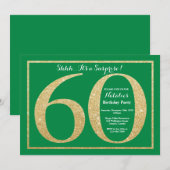 Verrassend 60th Birthday Green en Gold Glitter Kaart (Voorkant / Achterkant)