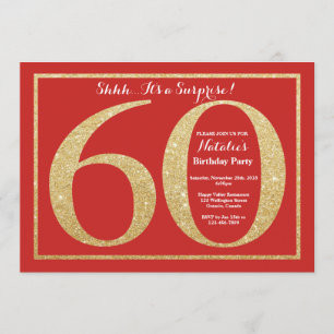 Verrassend 60th Birthday Red en Gold Glitter Kaart