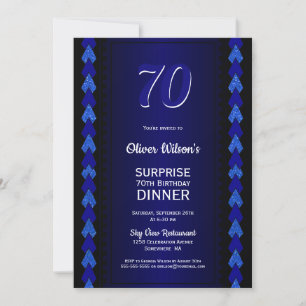 Verrassend 70e verjaardag Dinner Black en Blue Par Kaart