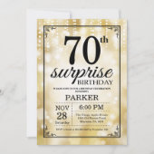 Verrassend 70e verjaardag Uitnodiging Gold Glitter (Voorkant)