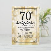 Verrassend 70e verjaardag Uitnodiging Gold Glitter (Staand voorkant)