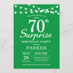 Verrassend 70e verjaardag Uitnodiging groen