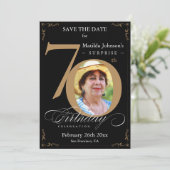 Verrassend 70e verjaardag zwart goud sparen de dat kaart (Staand voorkant)