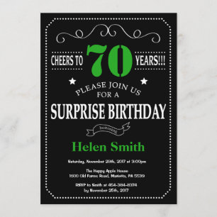 Verrassend 70th Birthday Black en Green Chalkboard Kaart