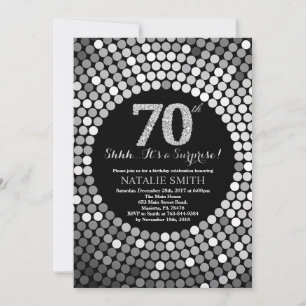 Verrassend 70th Birthday Black en Silver Glitter Kaart