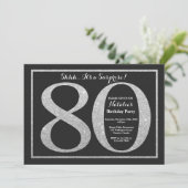 Verrassend 80e verjaardag Uitnodiging Silver Glitt (Staand voorkant)