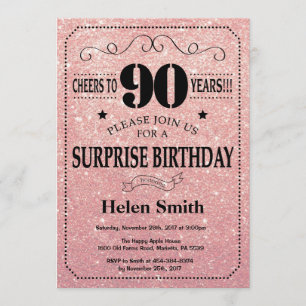 Verrassend 90e verjaardag Roze Rose Gold Glitter Kaart