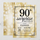 Verrassend 90e verjaardag Uitnodiging Gold Glitter (Voorkant / Achterkant)