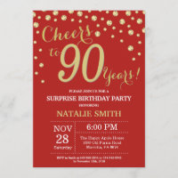 Verrassend 90th Birthday Red en Gold Diamond