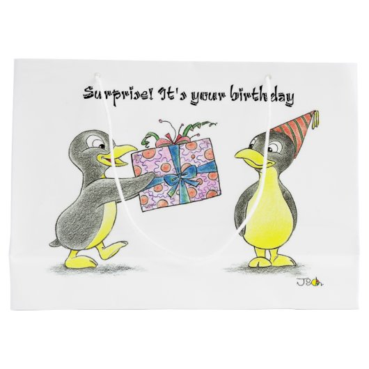 Verrassend dat het jouw verjaardag is large cadeautasje (Achterkant)